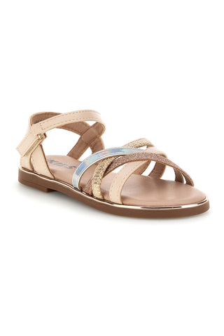 Sandali beige con cinturini glitterati Pitt kids 392634S