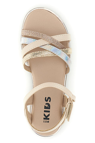 Sandali beige con cinturini glitterati Pitt kids 392634S