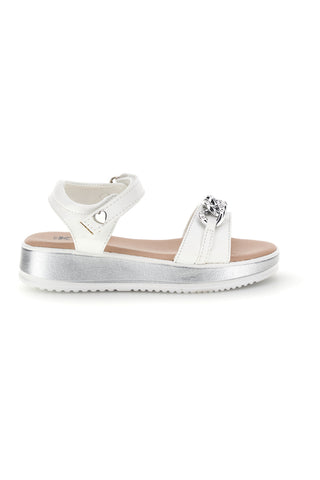 Sandali bianco con cinturini con brillantini Pitt kids 392629S