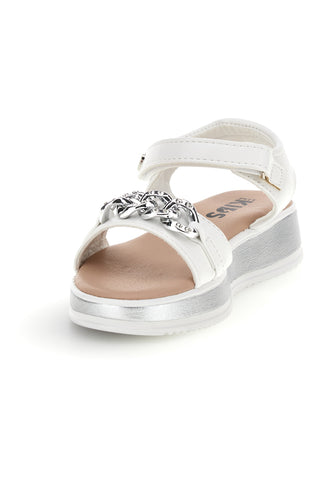 Weiße Sandalen mit Riemen mit Strasssteinen Pitt Kinder 392629S