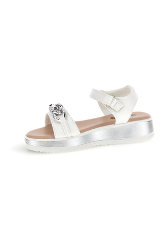Weiße Sandalen mit Riemen mit Strasssteinen Pitt Kinder 392629S