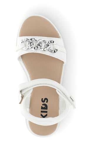 Weiße Sandalen mit Riemen mit Strasssteinen Pitt Kinder 392629S