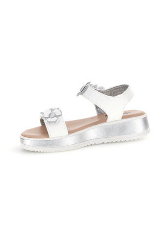 Sandali bianco applicazioni floreali cinturino regolabile Pitt kids 392642S