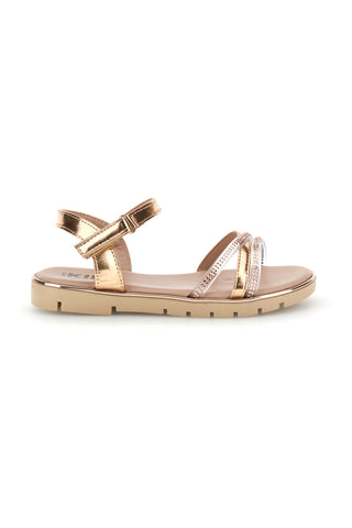 Rosa Gold Sandalen mit transparenten Riemen mit Glitzer Pitt Kinder 392635S