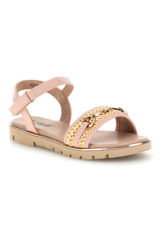 Sandali rosa morsetto oro cinturino regolabile Pitt kids 392636S