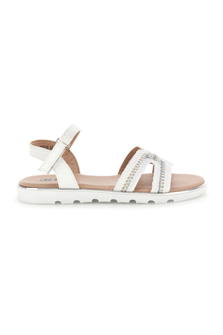 Weiße Sandalen mit geflochtener Front und silbernen Details Pitt Kinder 392629S