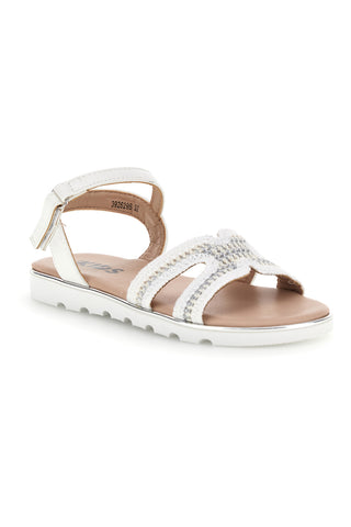 Weiße Sandalen mit geflochtener Front und silbernen Details Pitt Kinder 392629S