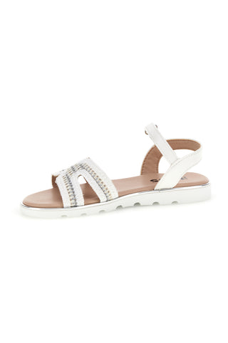 Weiße Sandalen mit geflochtener Front und silbernen Details Pitt Kinder 392629S