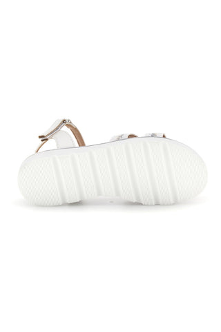 Weiße Sandalen mit geflochtener Front und silbernen Details Pitt Kinder 392629S