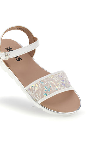 Sandali bianchi con fascia brillante Pitt kids 392637S