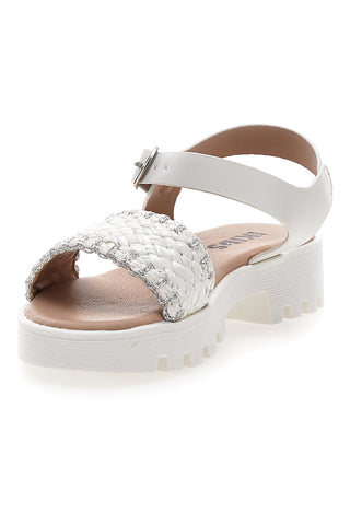 Sandali da bambina bianchi con fascia intrecciata Pitt kids 392639S