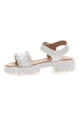 Sandali da bambina bianchi con fascia intrecciata Pitt kids 392639S