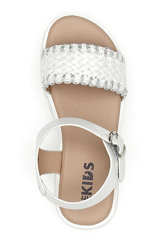 Sandali da bambina bianchi con fascia intrecciata Pitt kids 392639S