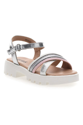 Sandali da bambina argento con cinturino regolabile Pitt kids 392640S
