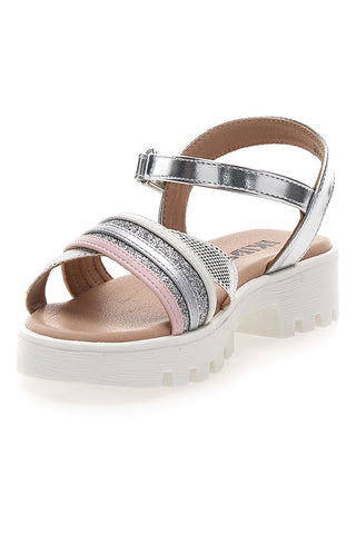 Sandali da bambina argento con cinturino regolabile Pitt kids 392640S