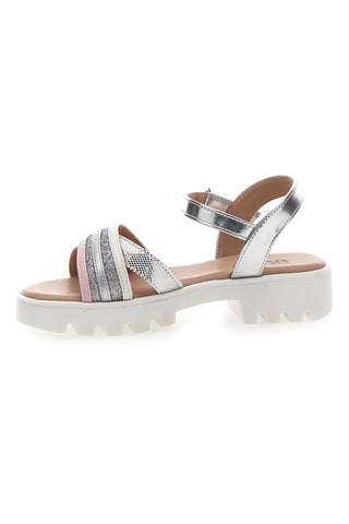 Sandali da bambina argento con cinturino regolabile Pitt kids 392640S