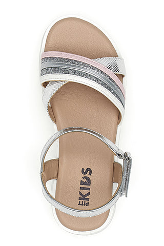 Sandali da bambina argento con cinturino regolabile Pitt kids 392640S