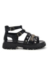Schwarze Sandalen mit Nieten und Schnallen Laura Biagiotti 9621C9764