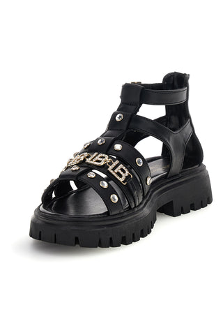Schwarze Sandalen mit Nieten und Schnallen Laura Biagiotti 9621C9764