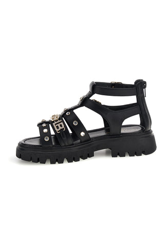 Schwarze Sandalen mit Nieten und Schnallen Laura Biagiotti 9621C9764