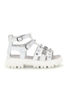 Sandali bianchi con borchie, fibbie, chiusura con cerniera Laura Biagiotti 9621C9765