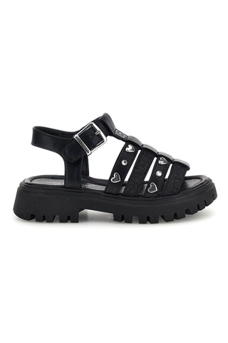 Sandali neri glitter con borchie e fibbie Laura Biagiotti 9021C9766