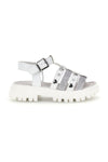 Weiße Sandalen mit Glitzer und Nieten Laura Biagiotti 9021C9767