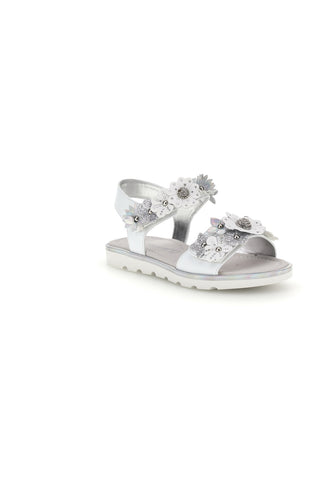 Weiße Sandalen mit Blumen und Riemenverschluss Laura Biagiotti AG1790416872