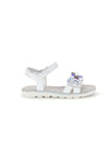 Weiße Sandalen mit schillernden Zierblumen Laura Biagiotti L9882C9702