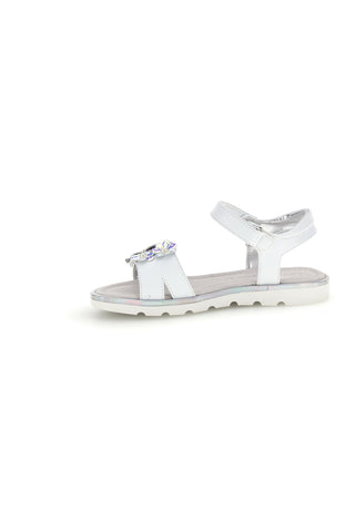 Weiße Sandalen mit schillernden Zierblumen Laura Biagiotti L9882C9702