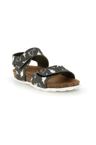 Sandali verde con stampa dinosauri strappi in velcro Pitt kids 40006ndn