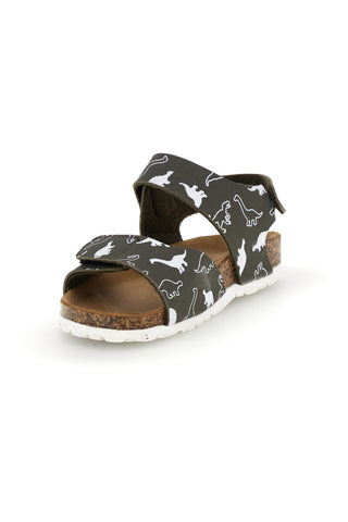 Sandali verde con stampa dinosauri strappi in velcro Pitt kids 40006ndn
