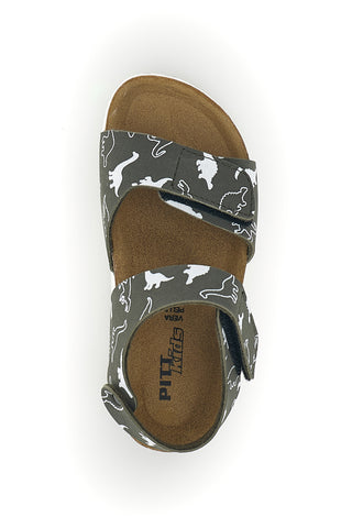 Sandali verde con stampa dinosauri strappi in velcro Pitt kids 40006ndn