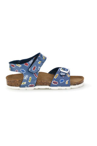 Sandali azzurri stampati con fibbia e cinturino Pitt kids 45289GHE