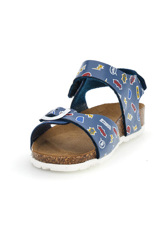 Sandali azzurri stampati con fibbia e cinturino Pitt kids 45289GHE