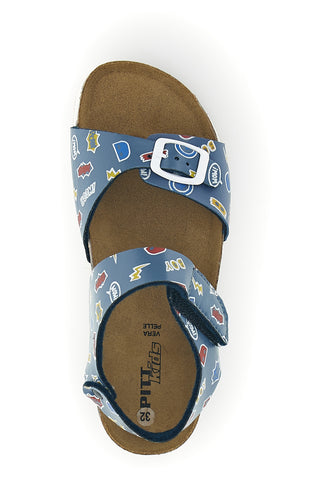 Sandali azzurri stampati con fibbia e cinturino Pitt kids 45289GHE