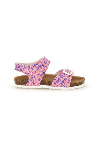 Sandalo Rosa con Stampa Cuori e Plantare in Sughero Pitt Kids 45289CUV