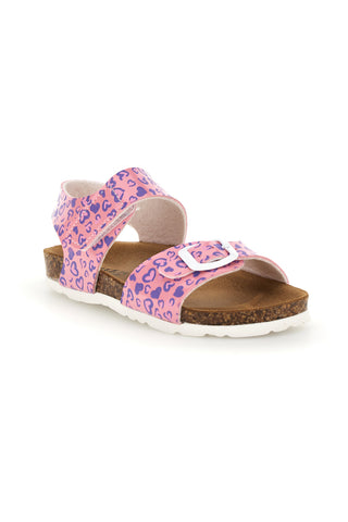 Sandalo Rosa con Stampa Cuori e Plantare in Sughero Pitt Kids 45289CUV