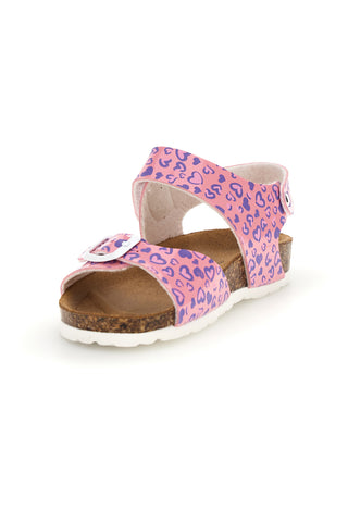 Sandalo Rosa con Stampa Cuori e Plantare in Sughero Pitt Kids 45289CUV
