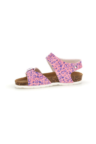 Sandalo Rosa con Stampa Cuori e Plantare in Sughero Pitt Kids 45289CUV