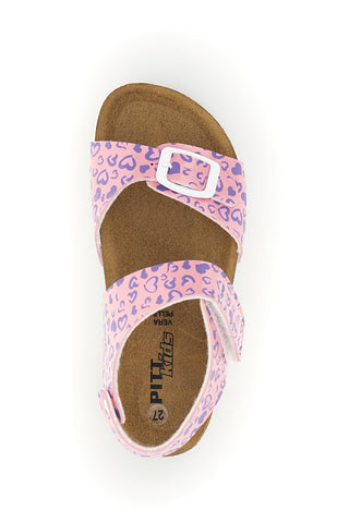 Sandalo Rosa con Stampa Cuori e Plantare in Sughero Pitt Kids 45289CUV