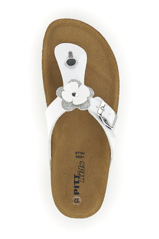 Weiße Sandalen mit Schnalle und Applikation Pitt Kinder 45261GVW