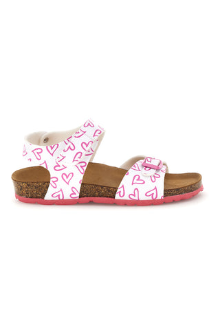 Weiße Sandalen mit Herzdruck doppelte Einstellung Pitt Kinder 45289glo
