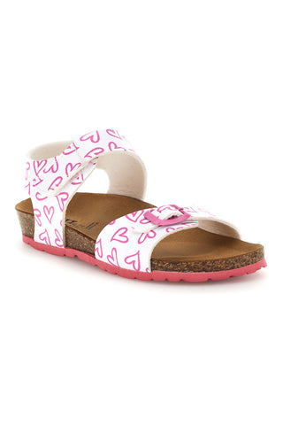 Sandali bianco con stampa cuori doppia regolazione Pitt kids 45289glo