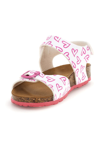 Sandali bianco con stampa cuori doppia regolazione Pitt kids 45289glo