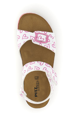 Sandali bianco con stampa cuori doppia regolazione Pitt kids 45289glo