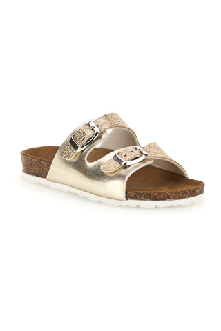 Ciabatta Oro Metallizzata con Doppia Fascia e Fibbie Pitt Kids 40021BIH