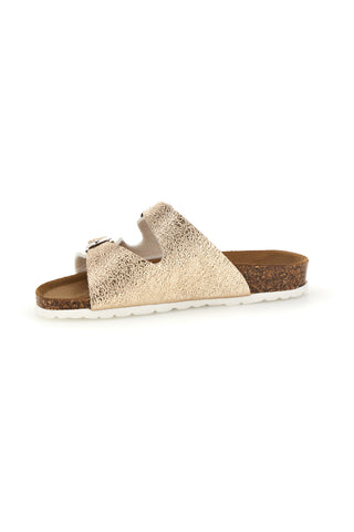 Ciabatta Oro Metallizzata con Doppia Fascia e Fibbie Pitt Kids 40021BIH