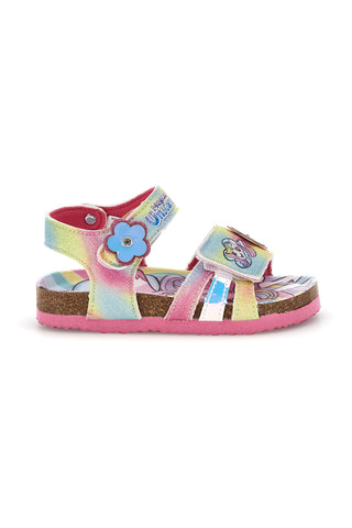 Sandali multicolore con fiori iridescenti e chiusura a strappo Unicorno S8010161T