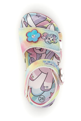 Mehrfarbige Sandalen mit schillernden Blumen und Riemenverschluss Unicorn S8010161T